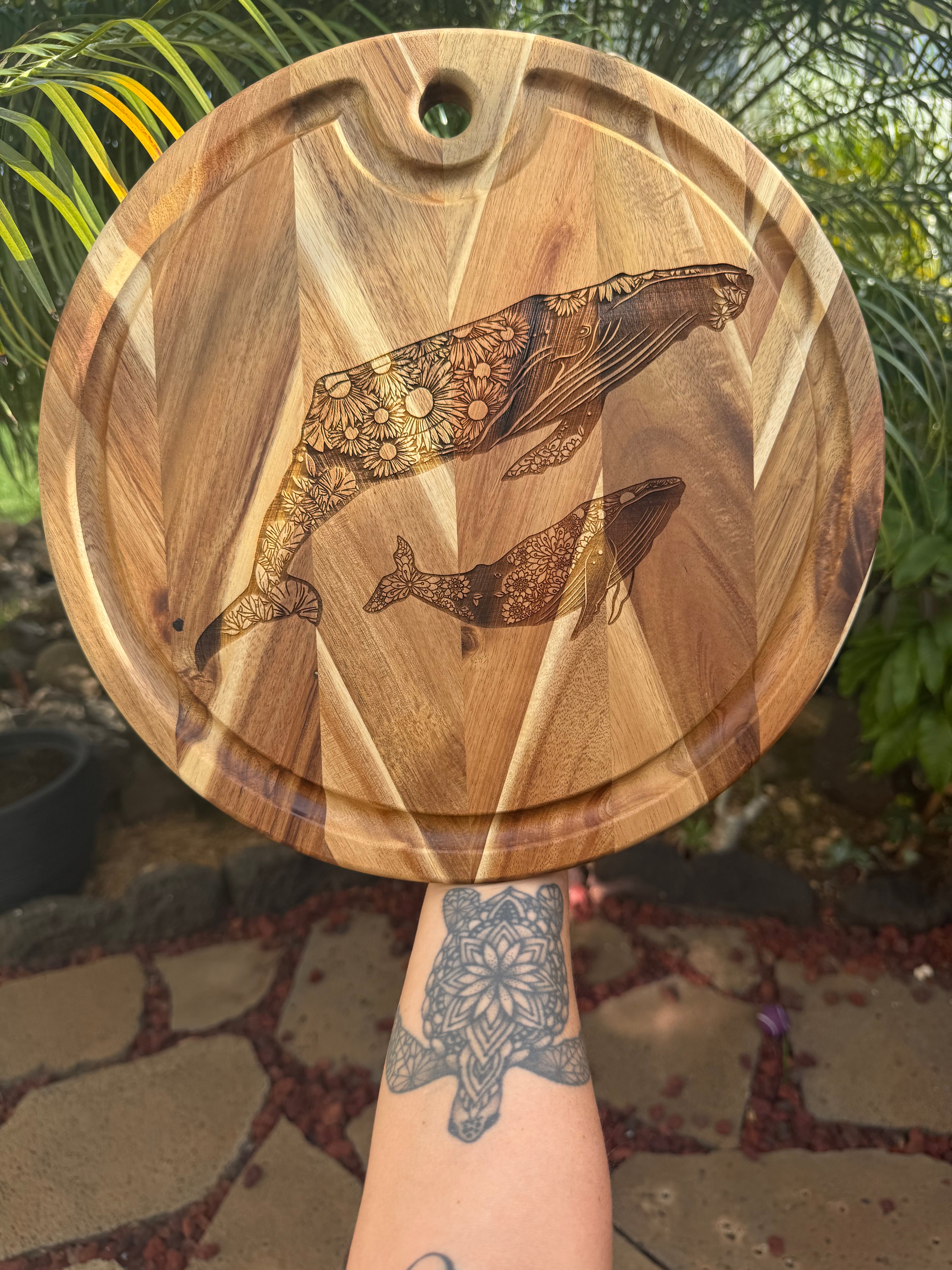 Floral Whale Cutting Board