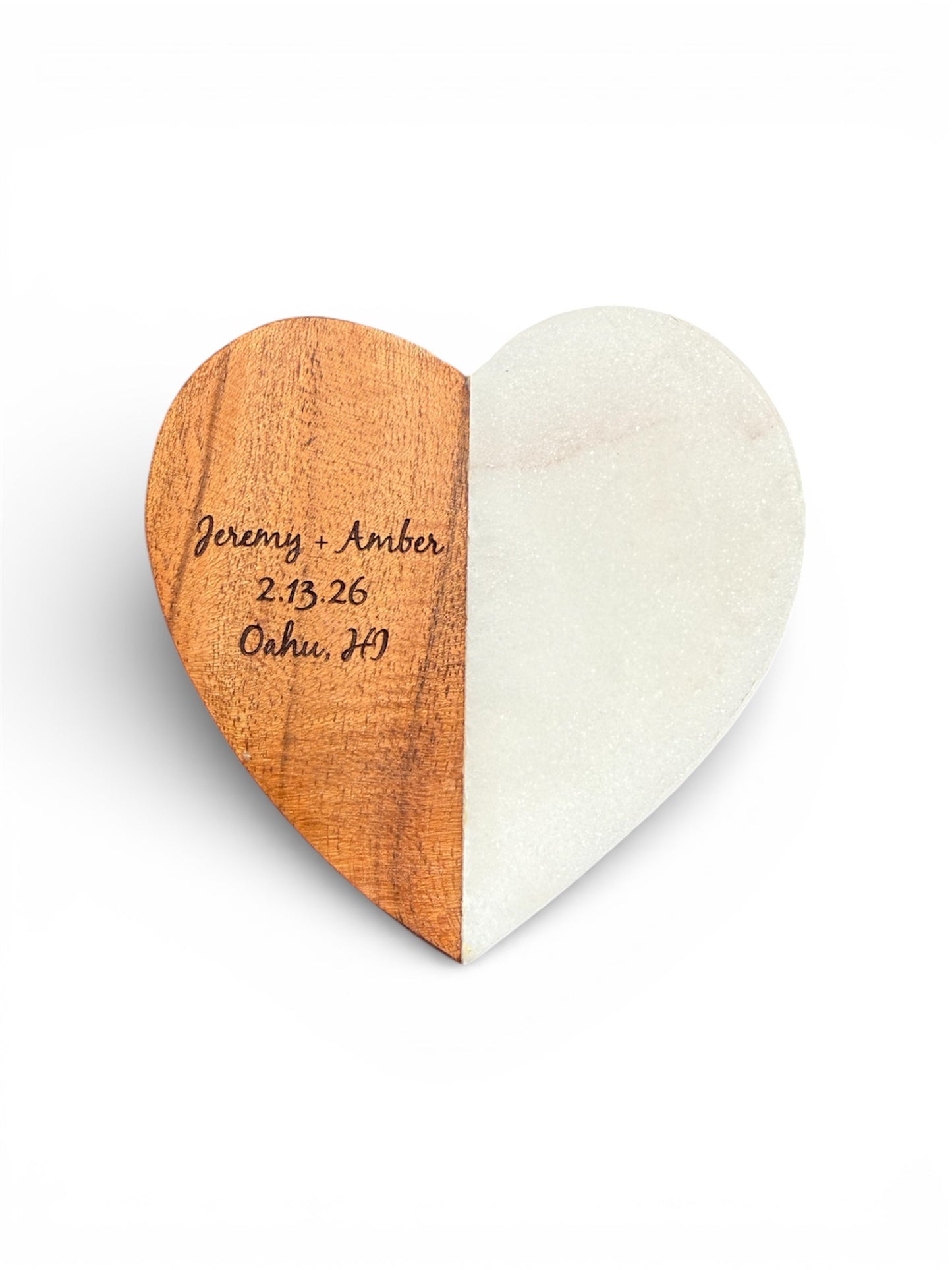 The "Union" Marble & Acacia Heart Coasters (Set of 2)