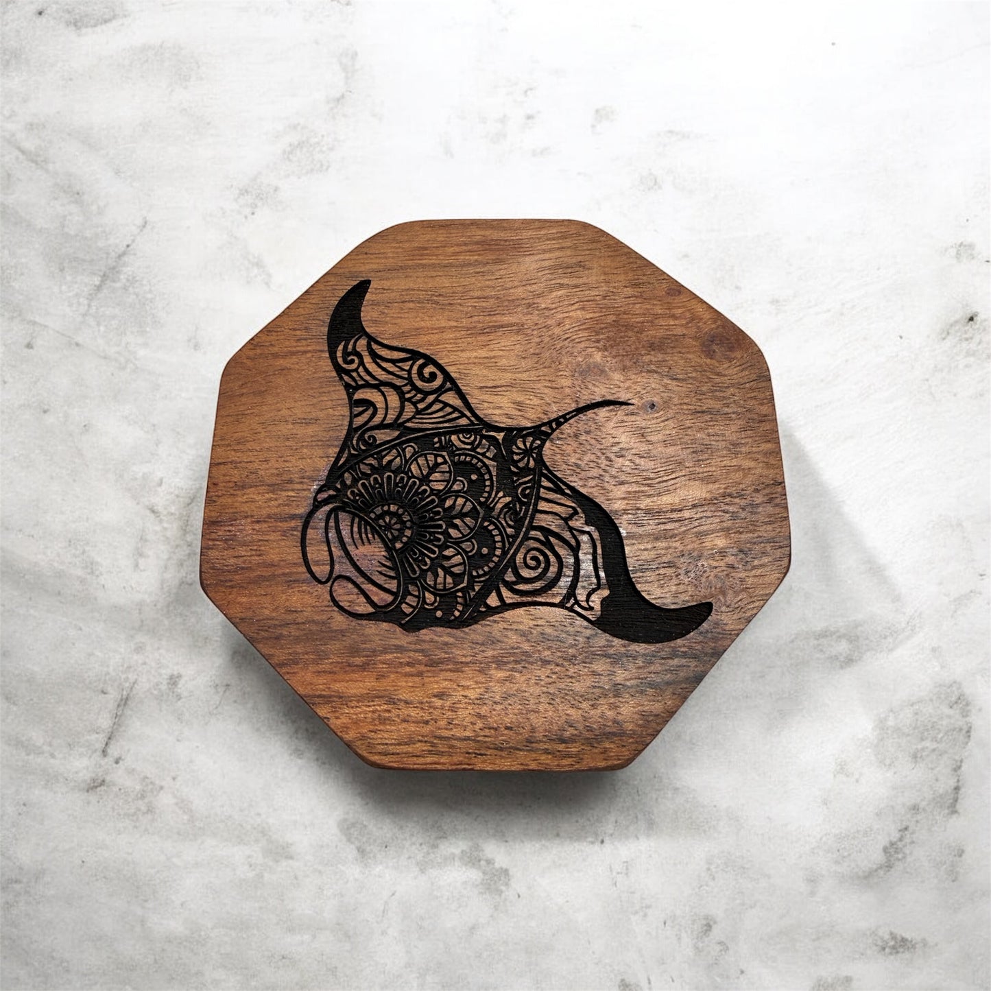 Set of 2 Manta Ray Acacia Wood Coasters