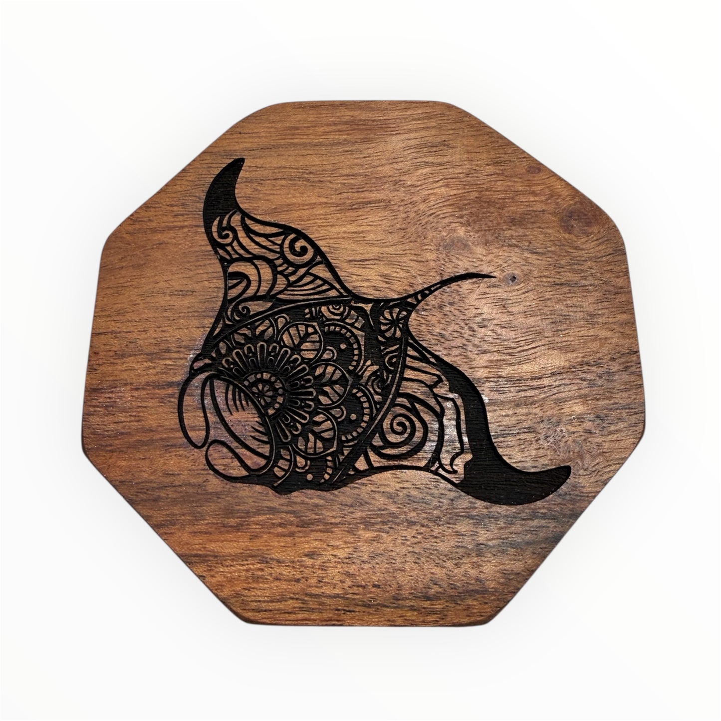 Set of 2 Manta Ray Acacia Wood Coasters