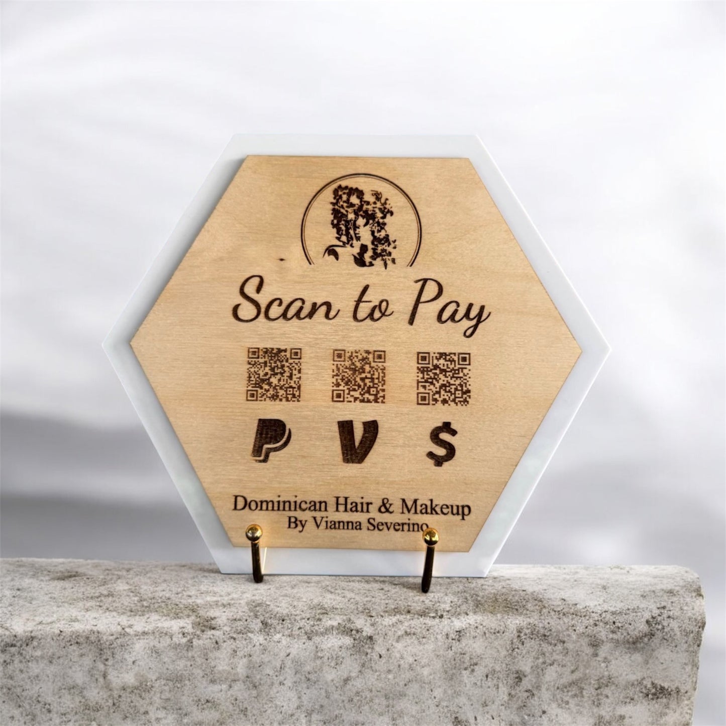 Custom Scan to Pay Sign | QR Code Display for Small Business (Wood & Acrylic)